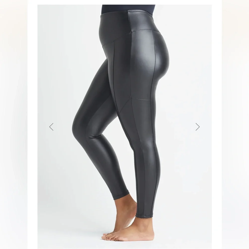 Yummie faux leather legging front & back seams 2X XXL new - Picture 3 of 6